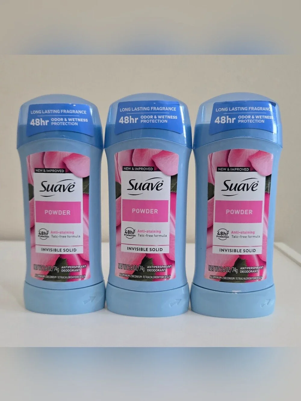 New Suave Powder Invisible Solid Antiperspirant Deodorant Set (3ct)